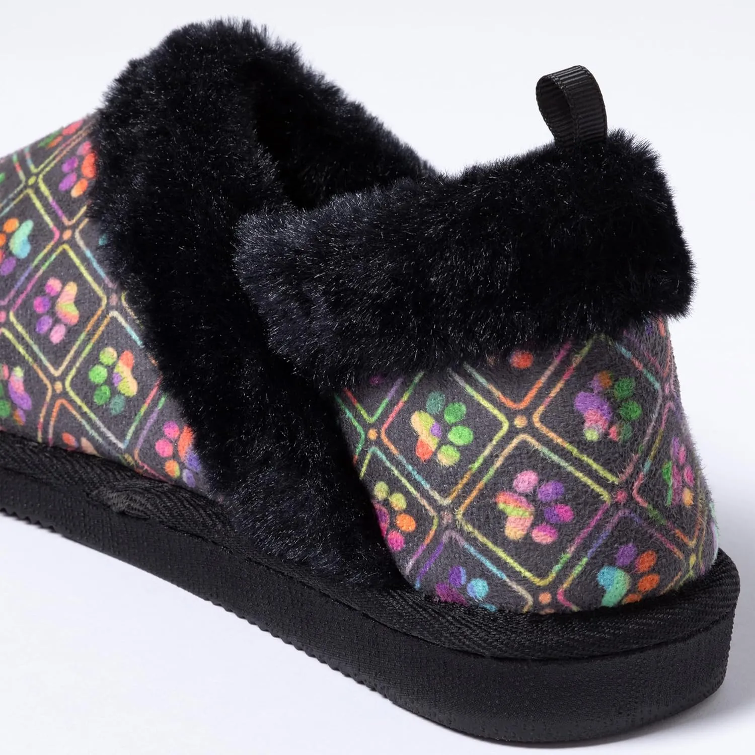 GreaterGood Paw Print Faux Fur Lined Indoor/Outdoor Slippers