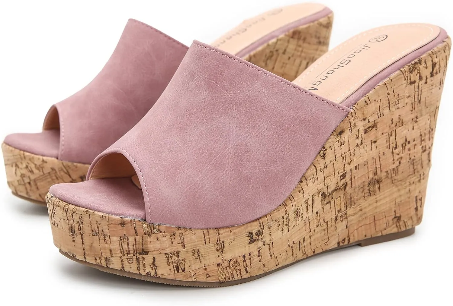 GUNIYIFS Women Open Toe Wedge Sandals Suede Casual Beach Platform Sandals Women Dressy Summer Slip on High Heels Espadrilles