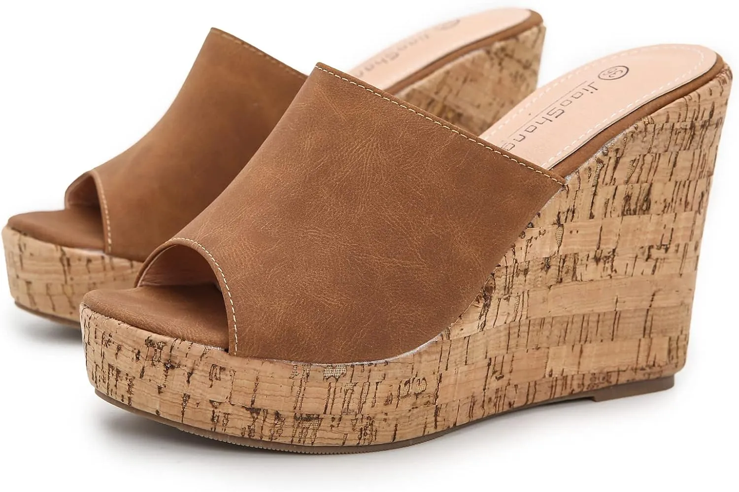 GUNIYIFS Women Open Toe Wedge Sandals Suede Casual Beach Platform Sandals Women Dressy Summer Slip on High Heels Espadrilles