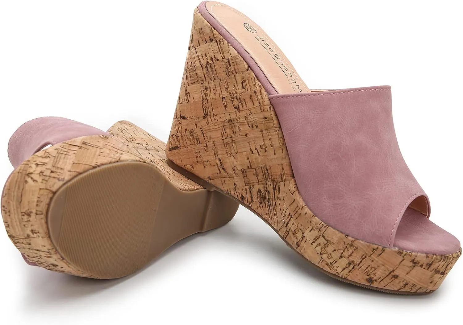 GUNIYIFS Women Open Toe Wedge Sandals Suede Casual Beach Platform Sandals Women Dressy Summer Slip on High Heels Espadrilles