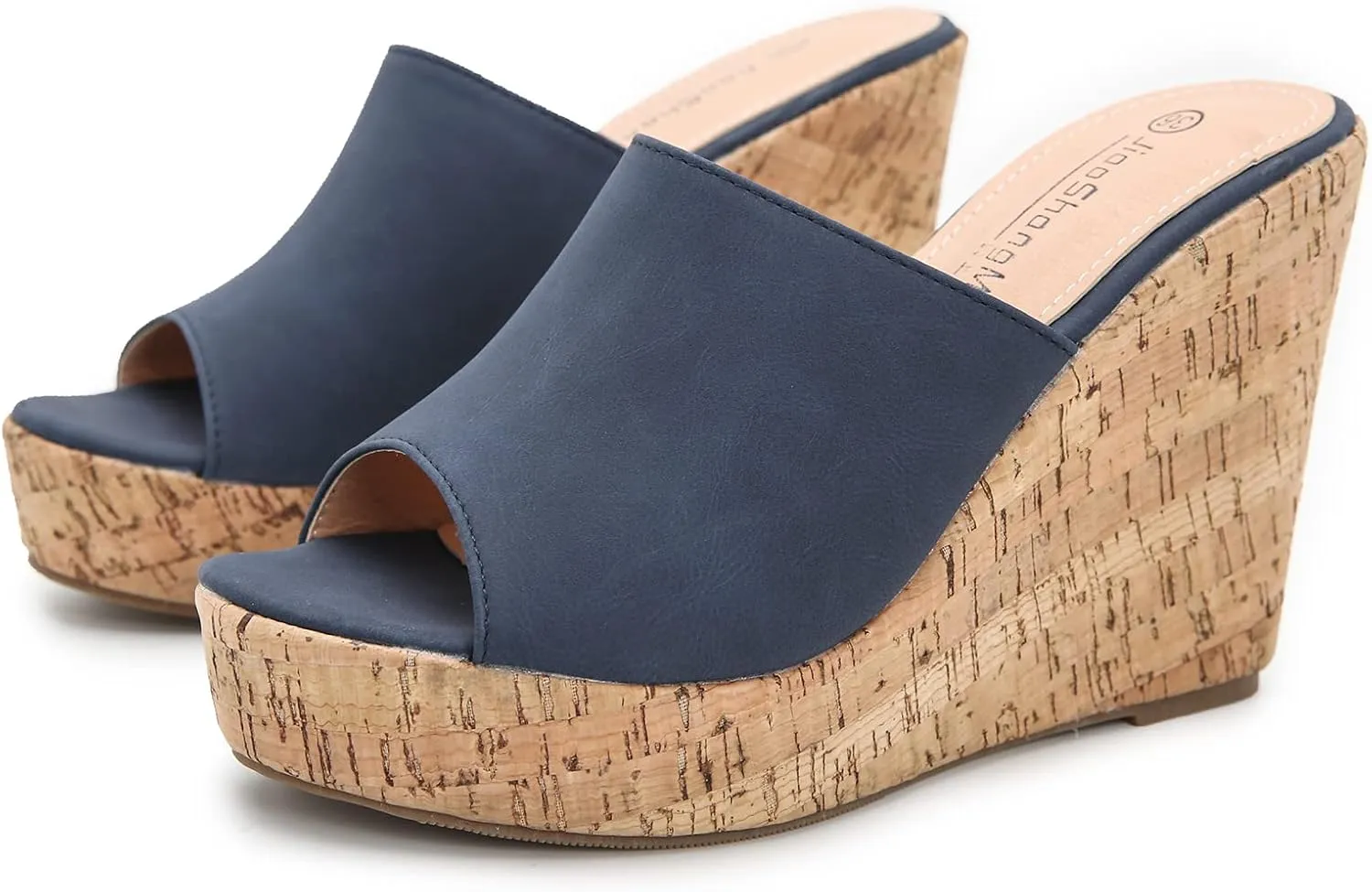 GUNIYIFS Women Open Toe Wedge Sandals Suede Casual Beach Platform Sandals Women Dressy Summer Slip on High Heels Espadrilles