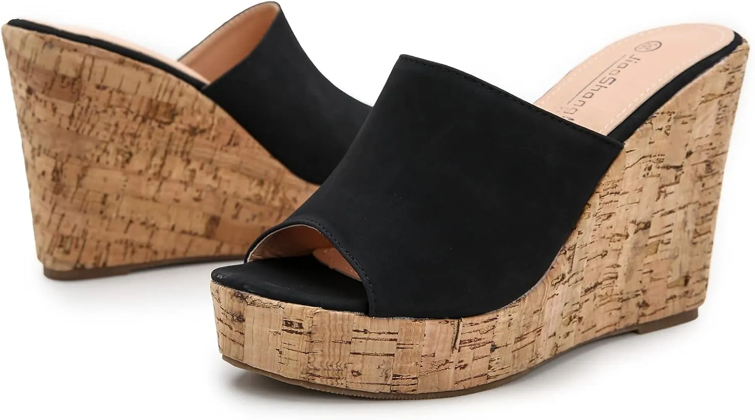GUNIYIFS Women Open Toe Wedge Sandals Suede Casual Beach Platform Sandals Women Dressy Summer Slip on High Heels Espadrilles