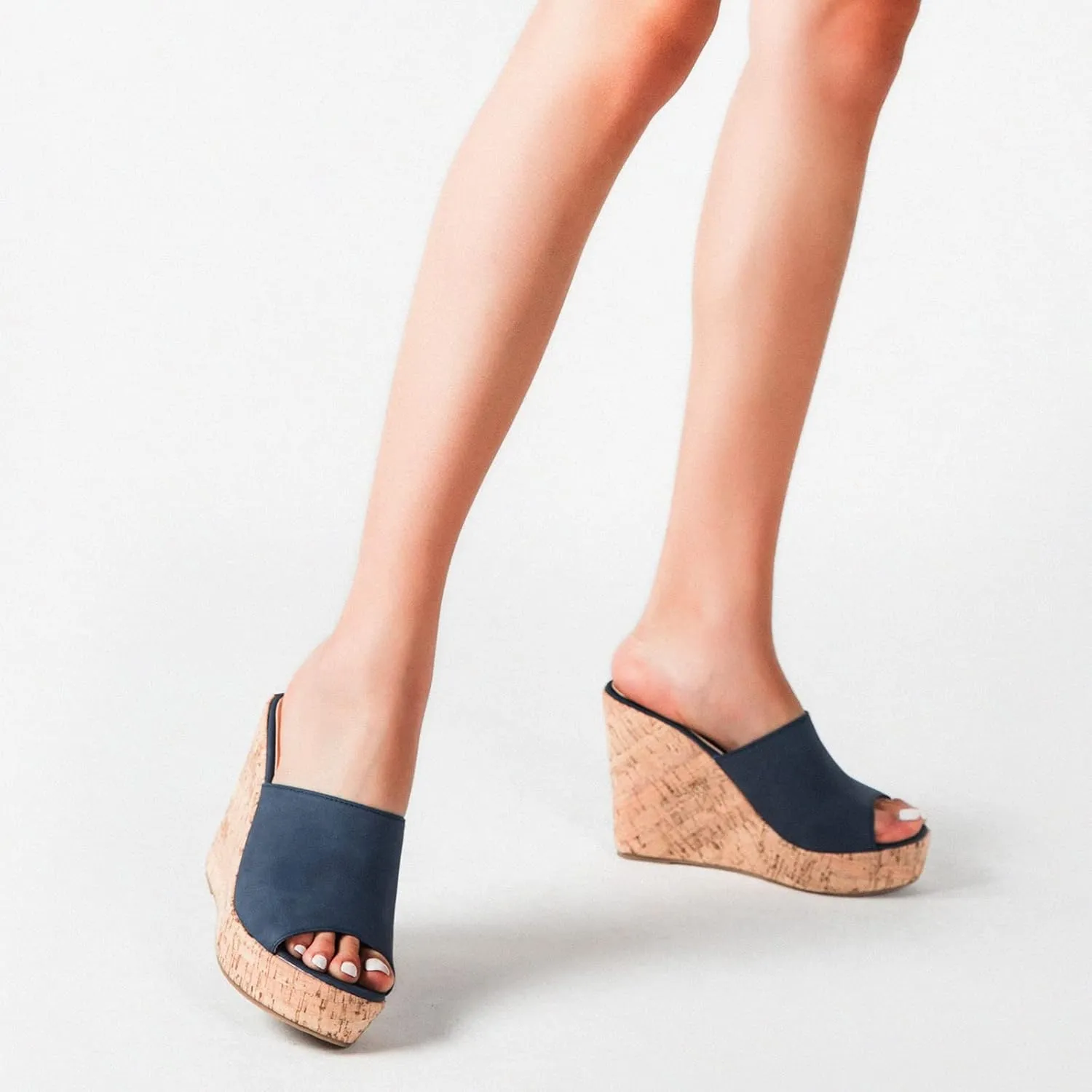 GUNIYIFS Women Open Toe Wedge Sandals Suede Casual Beach Platform Sandals Women Dressy Summer Slip on High Heels Espadrilles