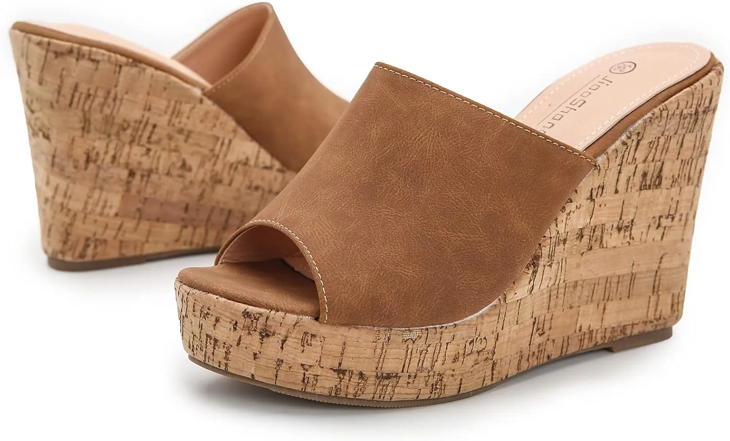 GUNIYIFS Women Open Toe Wedge Sandals Suede Casual Beach Platform Sandals Women Dressy Summer Slip on High Heels Espadrilles