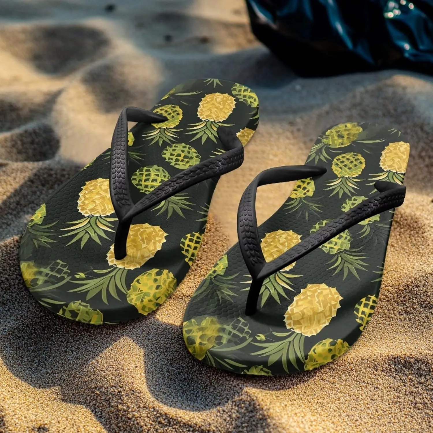 Hawaii Fruit Flip Flops Yoga Sandals for Women Memory Foam Footbed Summer Slippers Non Slip Beach Rubber Shower Shoes Outdoor Indoor Slipper Shoe