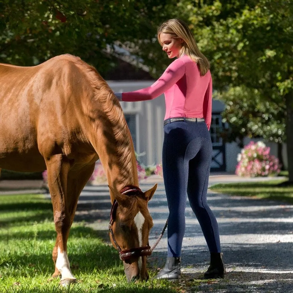 HORZE Active Women's Horse Riding Silicone Grip Full Seat Breeches | Midrise Waist with Front Pocket