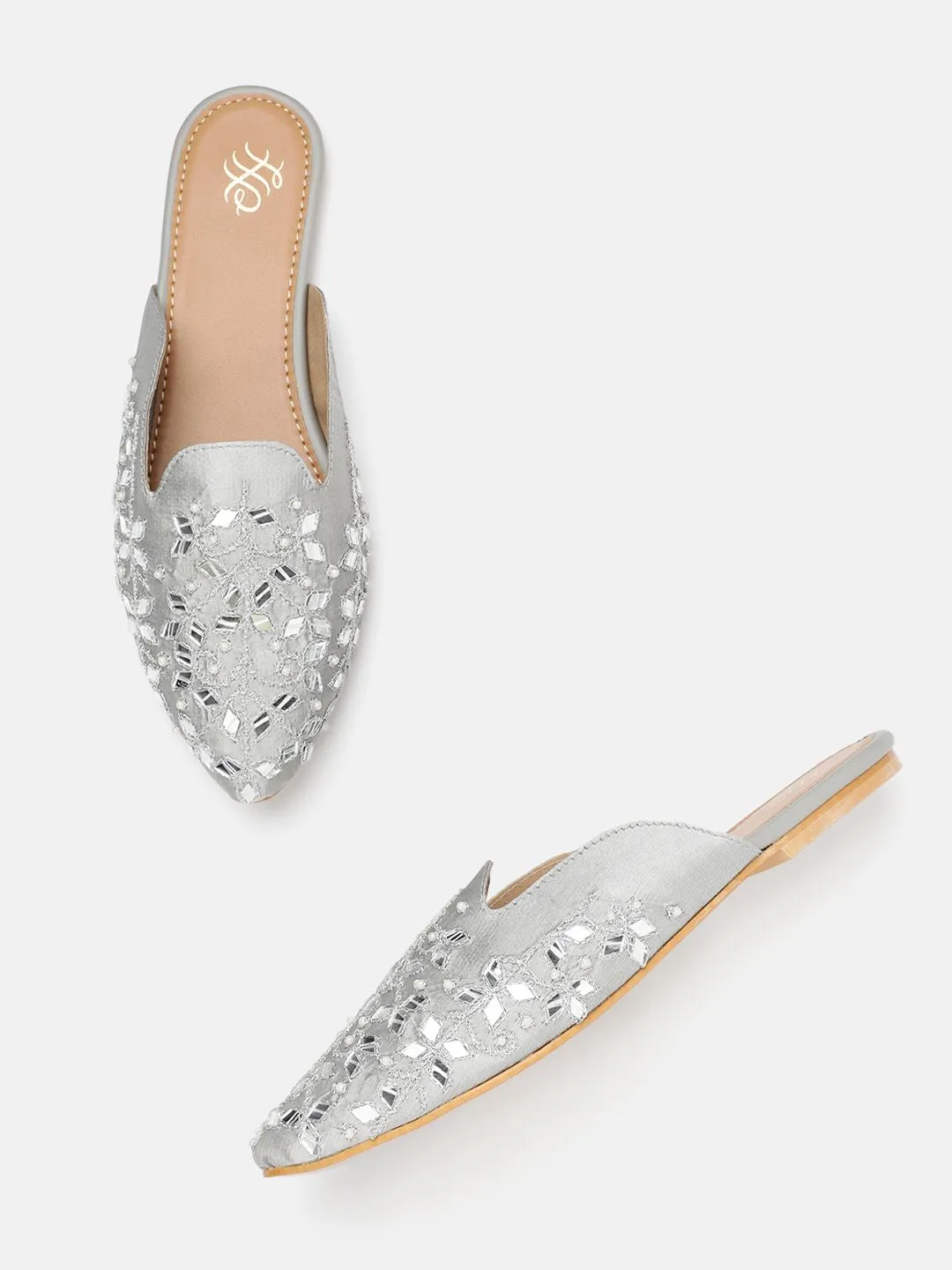 House of Pataudi Women Ethnic Embellished Mules