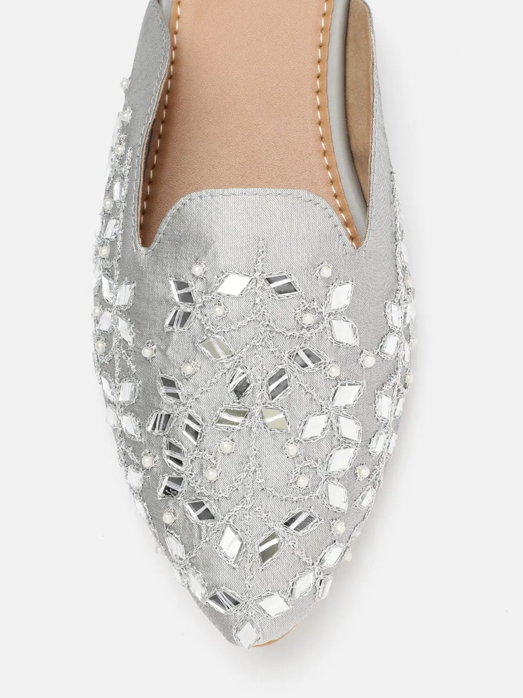 House of Pataudi Women Ethnic Embellished Mules