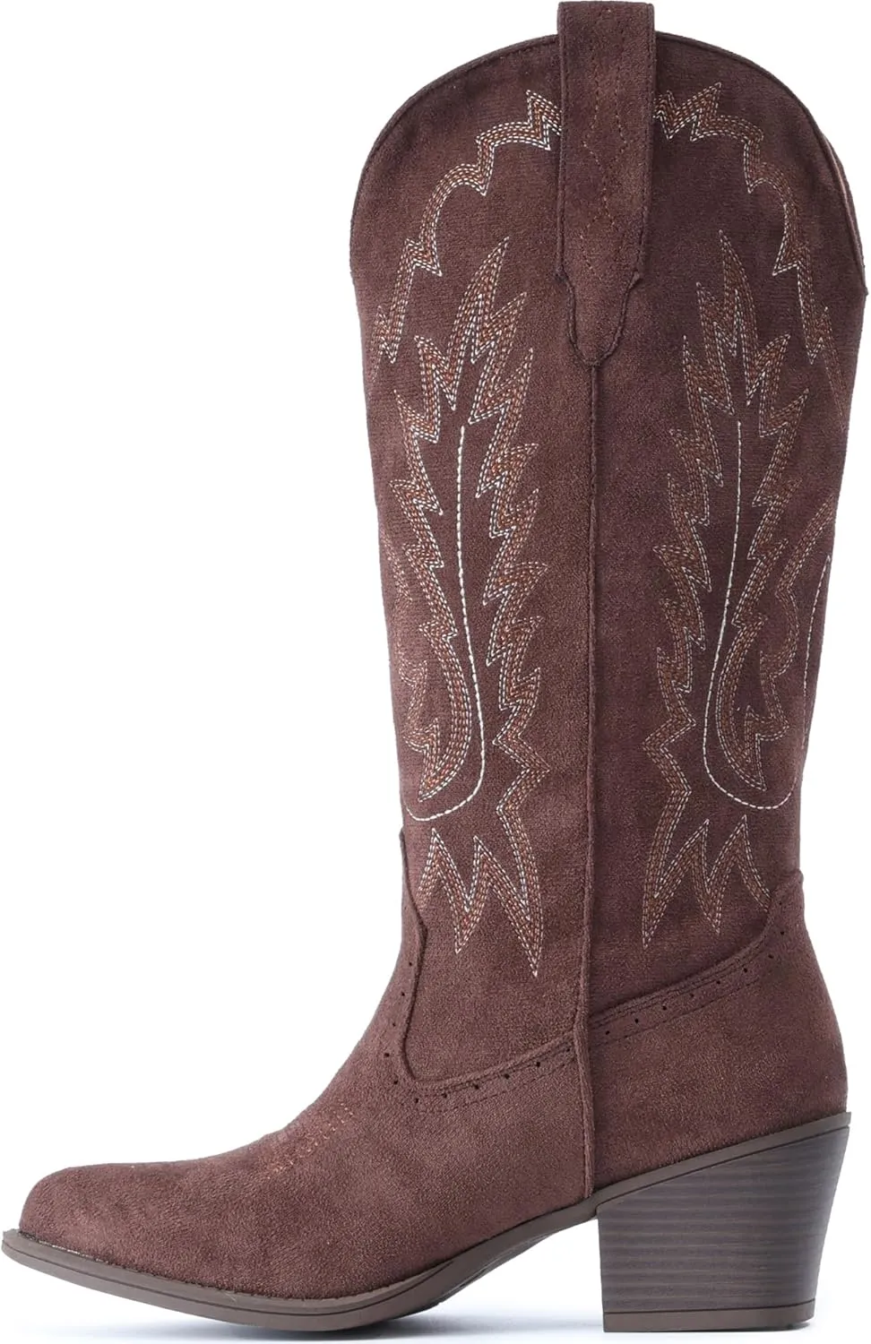 IUV Suede Cowboy Boots for women- Western Pointed Toe, Mid Calf Pull-On Boots