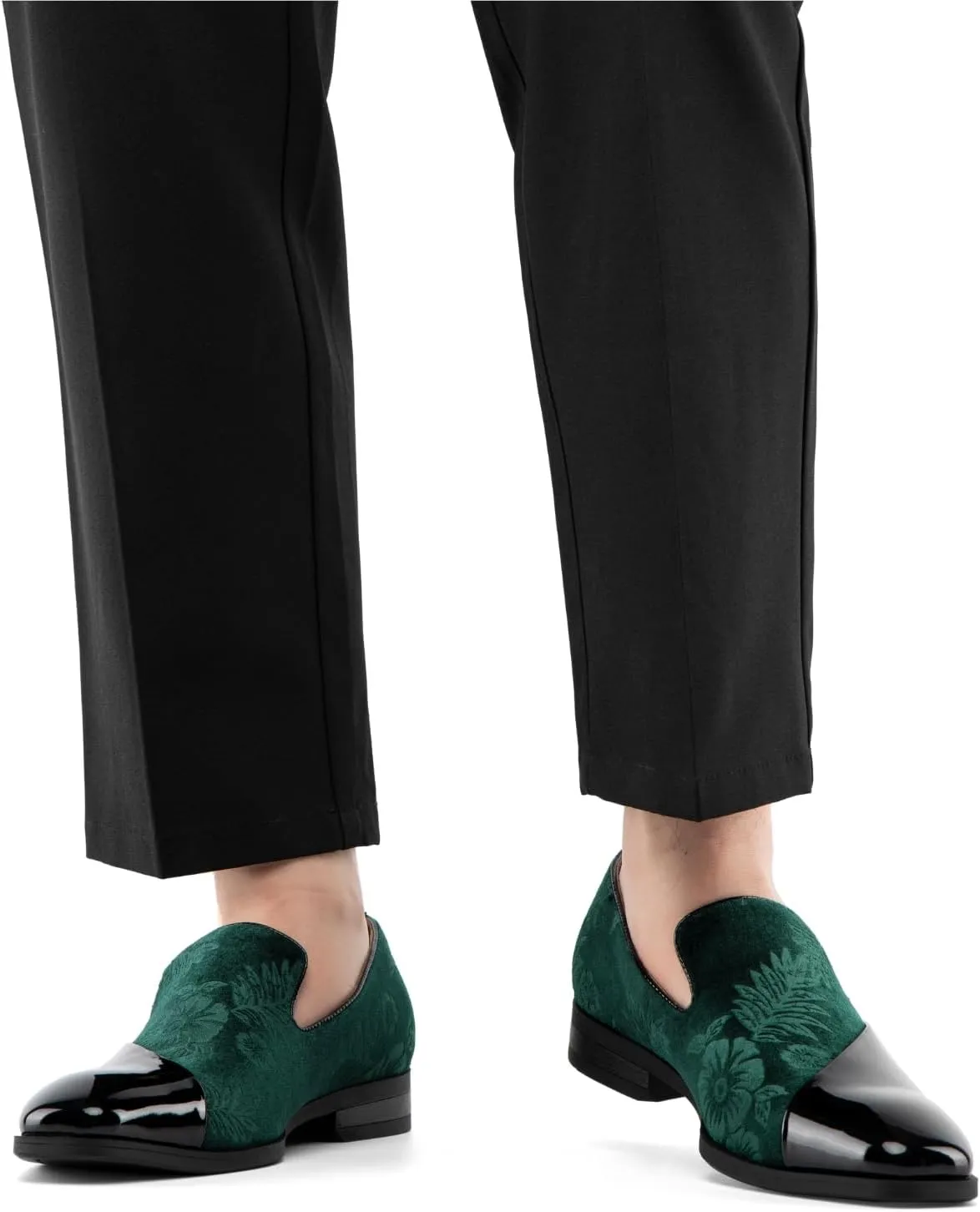 JITAI Men's Velvet Loafers Classic Patent Leather Tuxedo Dress Shoes for Weddings Formal Events Stylish Comfortable Slip-Ons for Men