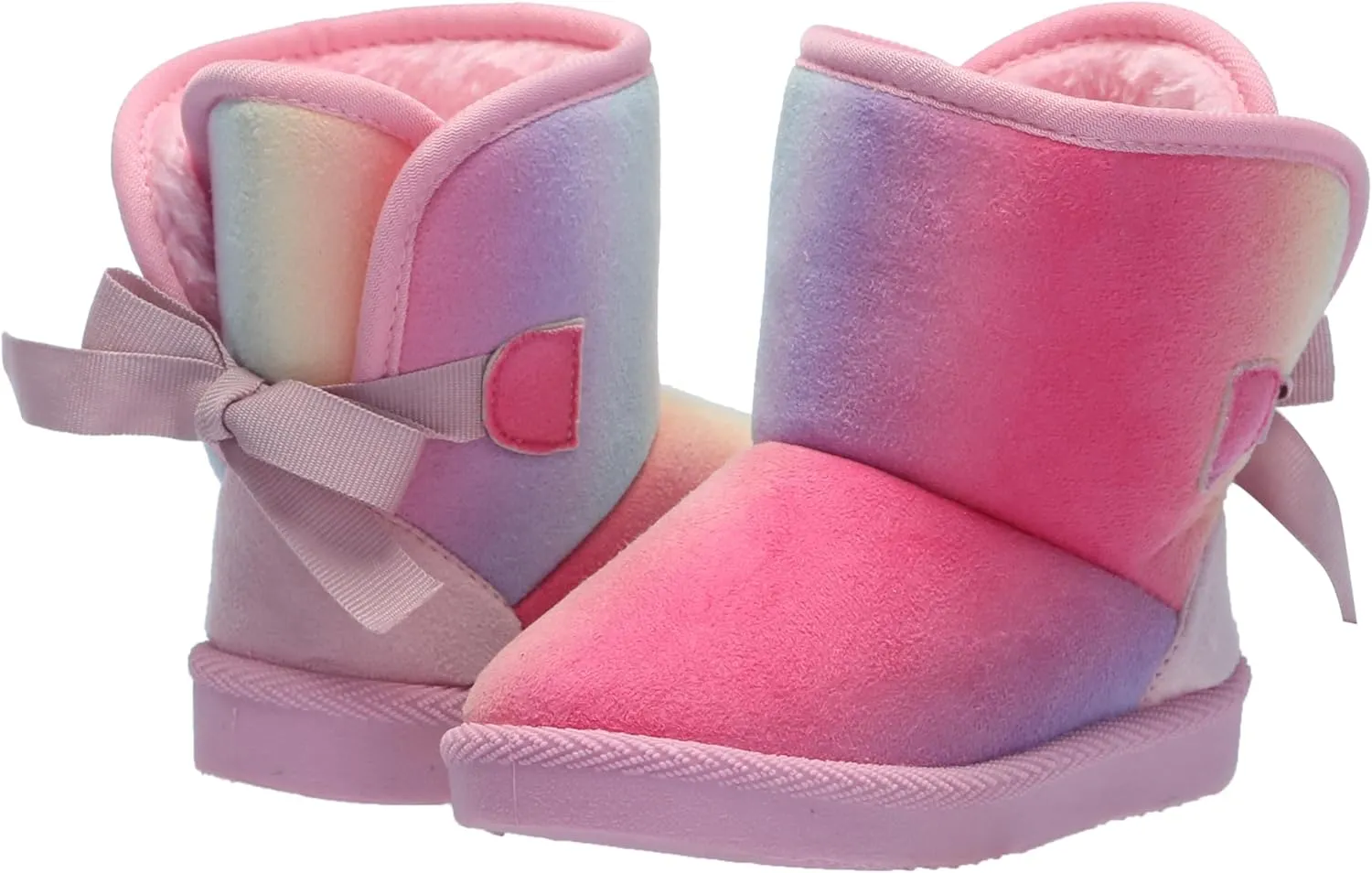 Josmo Girl's Rainbow Winter Outdoor Non-Slip Faux-Fure Soft Comfort Boots