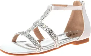 Josmo Girls Sandal Flats Dress Pumps - Kids Slip On Open Toe Strappy Sandal (Little Kid - Big Kid)