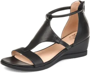 Journee Collection Womens Trayle Back Heel Zip Wedge Sandals - Black - 11