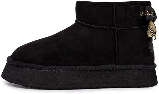 Juicy Couture Girls Slip On Winter Boots Warm Insulated Fashion Ankle Booties Outdoor Snow Boot for Little Kid/Big Kid