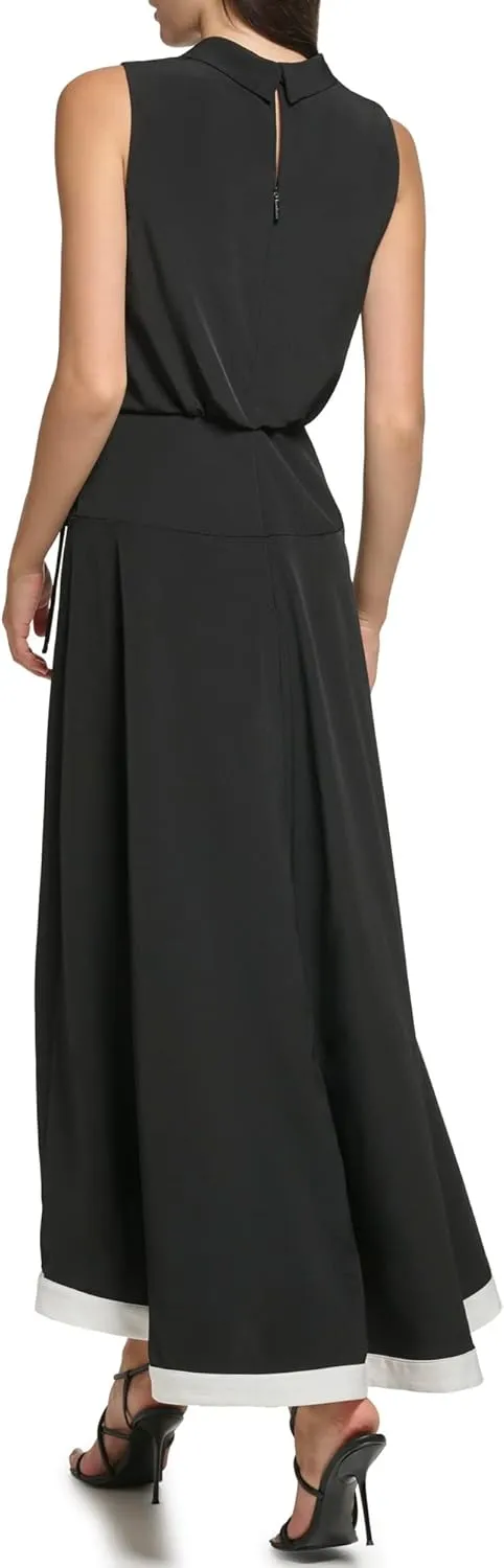 Karl Lagerfeld Paris Women's Blak and White High-Low Maxi Dress