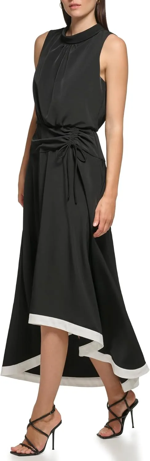 Karl Lagerfeld Paris Women's Blak and White High-Low Maxi Dress