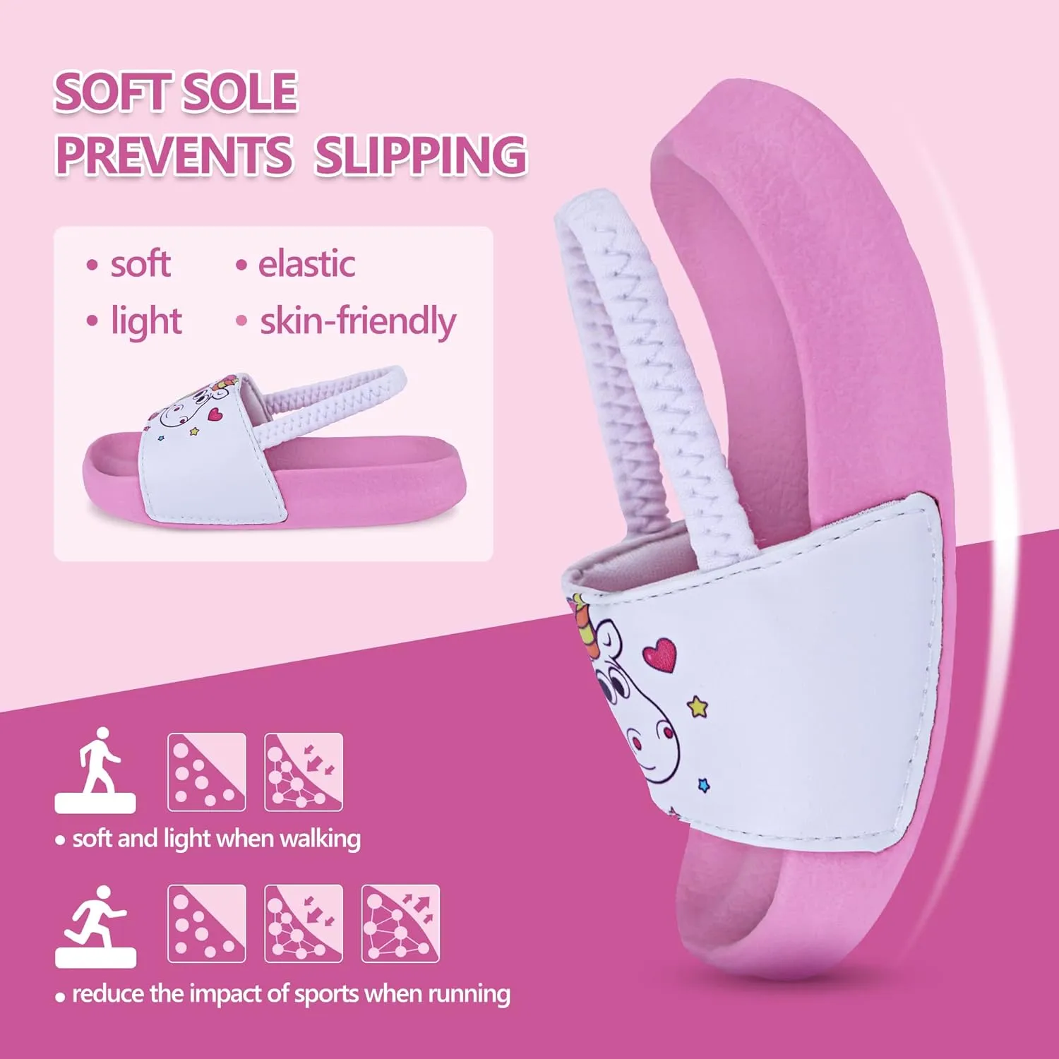 Kids Flip Flops Sandals Toddler Boys Girls Sequin Slides Shower Beach Pool Shoes Slip on Summer Slippers with Back Strap