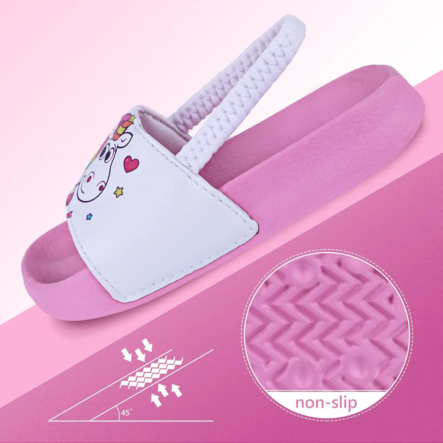 Kids Flip Flops Sandals Toddler Boys Girls Sequin Slides Shower Beach Pool Shoes Slip on Summer Slippers with Back Strap