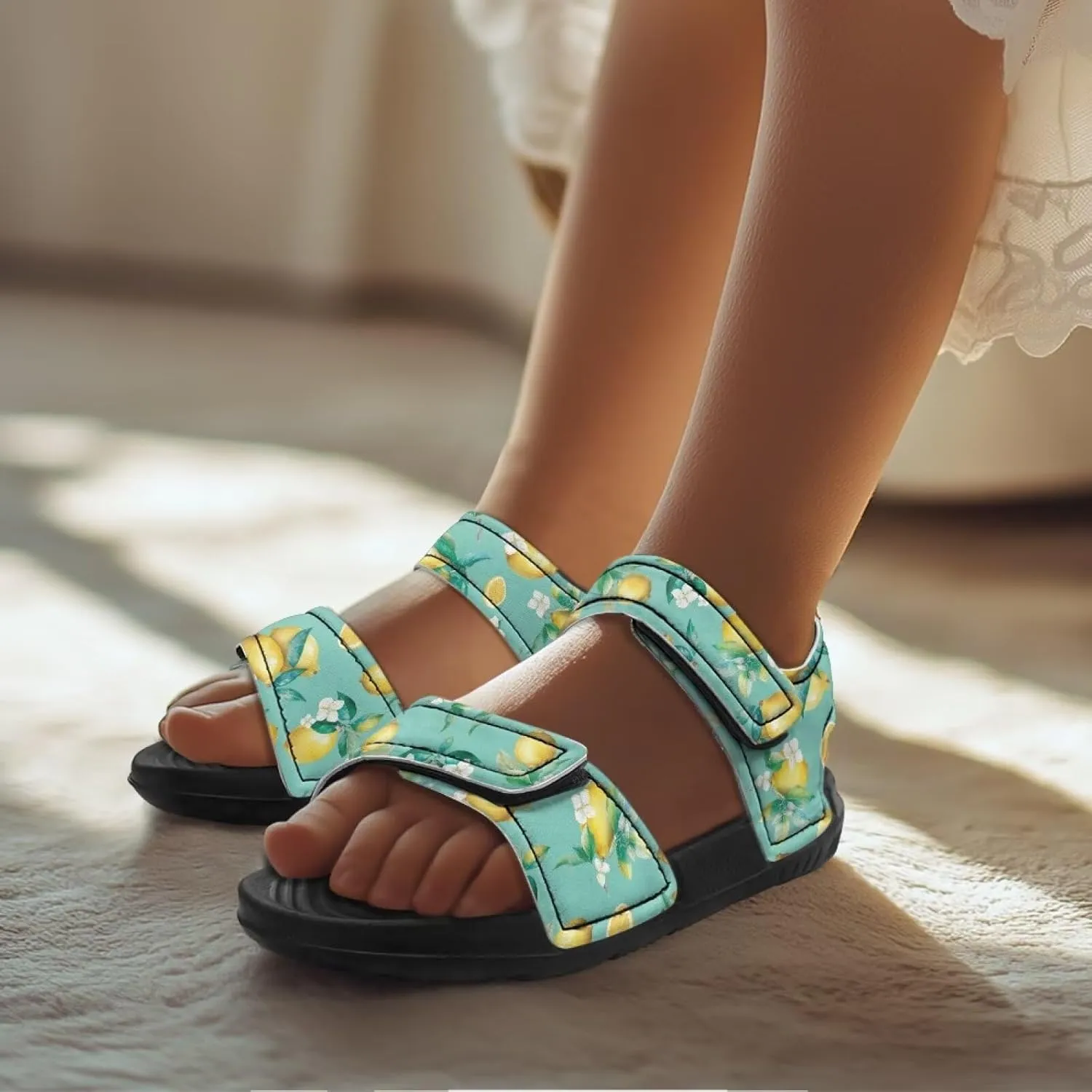 Kids Sandals Summer Non-slip Open Toe Slippers Double Buckle Toddler Two Strapped Teens Casual Athletic Summer Shoe