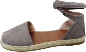 Ladies Flat Sandals Linen Vintage Cover Heel Espadrille Straw Solid Closed Toe Covered Beach Flat Toe Ankle Wrap,Classic Lace Up Summer Falt Strap Retro Black Dressy Shoes