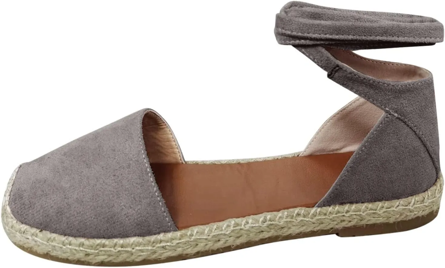 Ladies Flat Sandals Linen Vintage Cover Heel Espadrille Straw Solid Closed Toe Covered Beach Flat Toe Ankle Wrap,Classic Lace Up Summer Falt Strap Retro Black Dressy Shoes