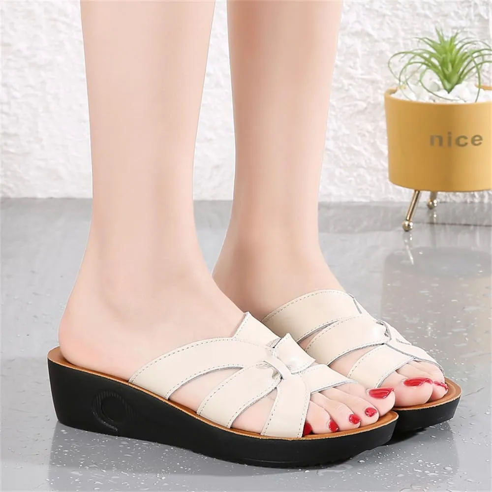 Ladies Platform Sandals - Casual Fashion Wedge Summer Beach Shoes - Comfortable Lightweight Slippers - Z Shape Ladies Rhinestone Wedge Sandals
