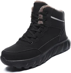 MEBAMY Men's Snow Boots Lightweight Black Hiking Winter Boots Fur Lined Anti-slip Cold Weather Shoes Furry Outdoor Snow Boot