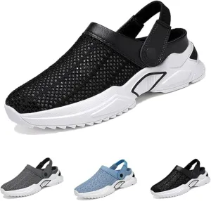 Men's Orthopedic Hollow-Out Summer Sandals,Mesh Shoes Sandals Mens,Orthopedic Diabetic Walking Boat Shoes Breathable Knit Mesh Walking Shoes Beach Sandals with Arch Support