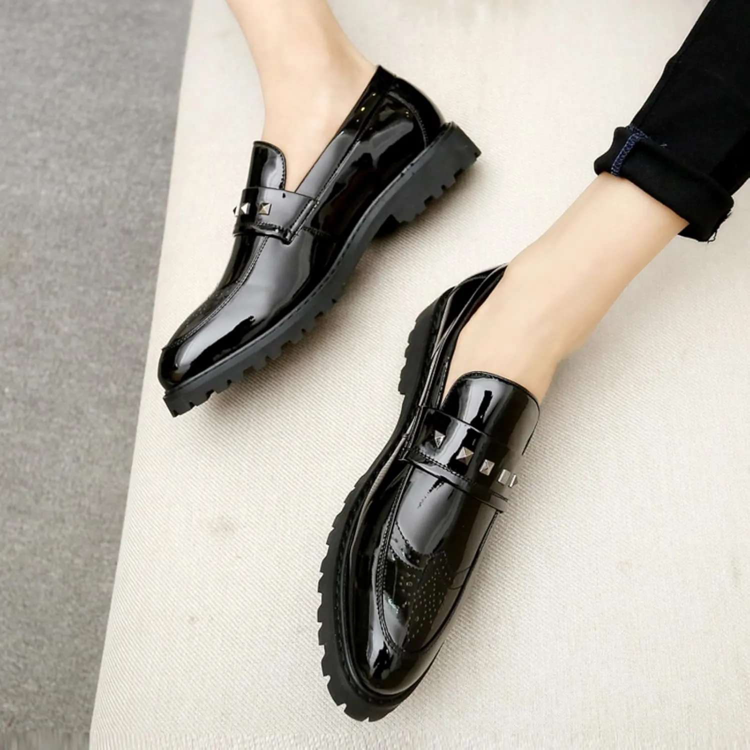 Men's Plus - Size Glitter Oxford Loafers Shiny Slip On Dress Shoes for Parties, Weddings and Daily Fashion, Fashionable Comfortable