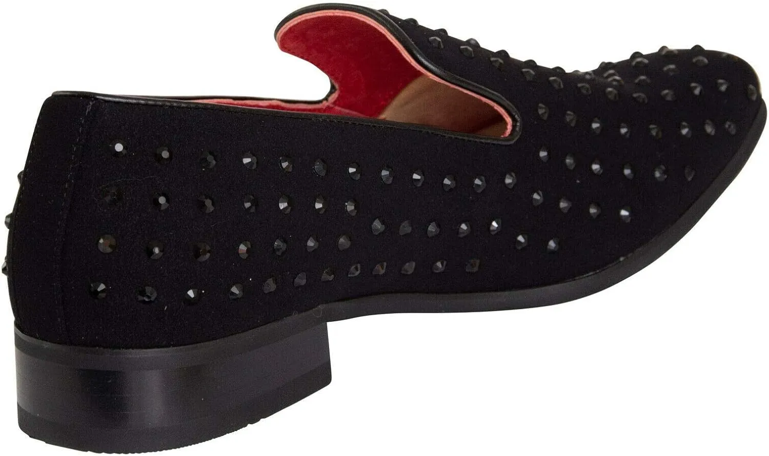 Men's Suede Leather Studded Slip On Shiny Smart Silver Spiked Casual Party Dancing Loafers Moccasin Shoes