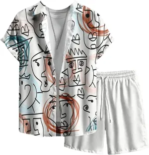 Men's Urban Vacation Set, Street Fashion Short Sleeve & Beach Shorts