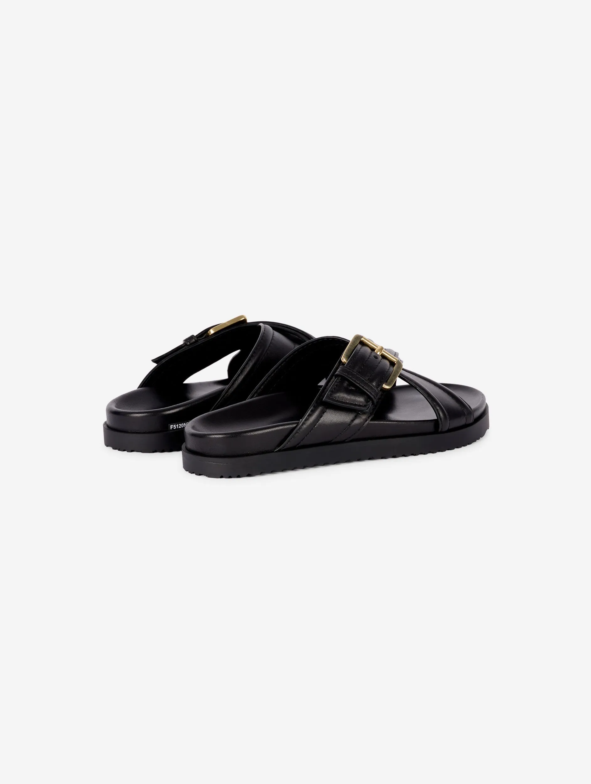 mules anatomiques en cuir noir