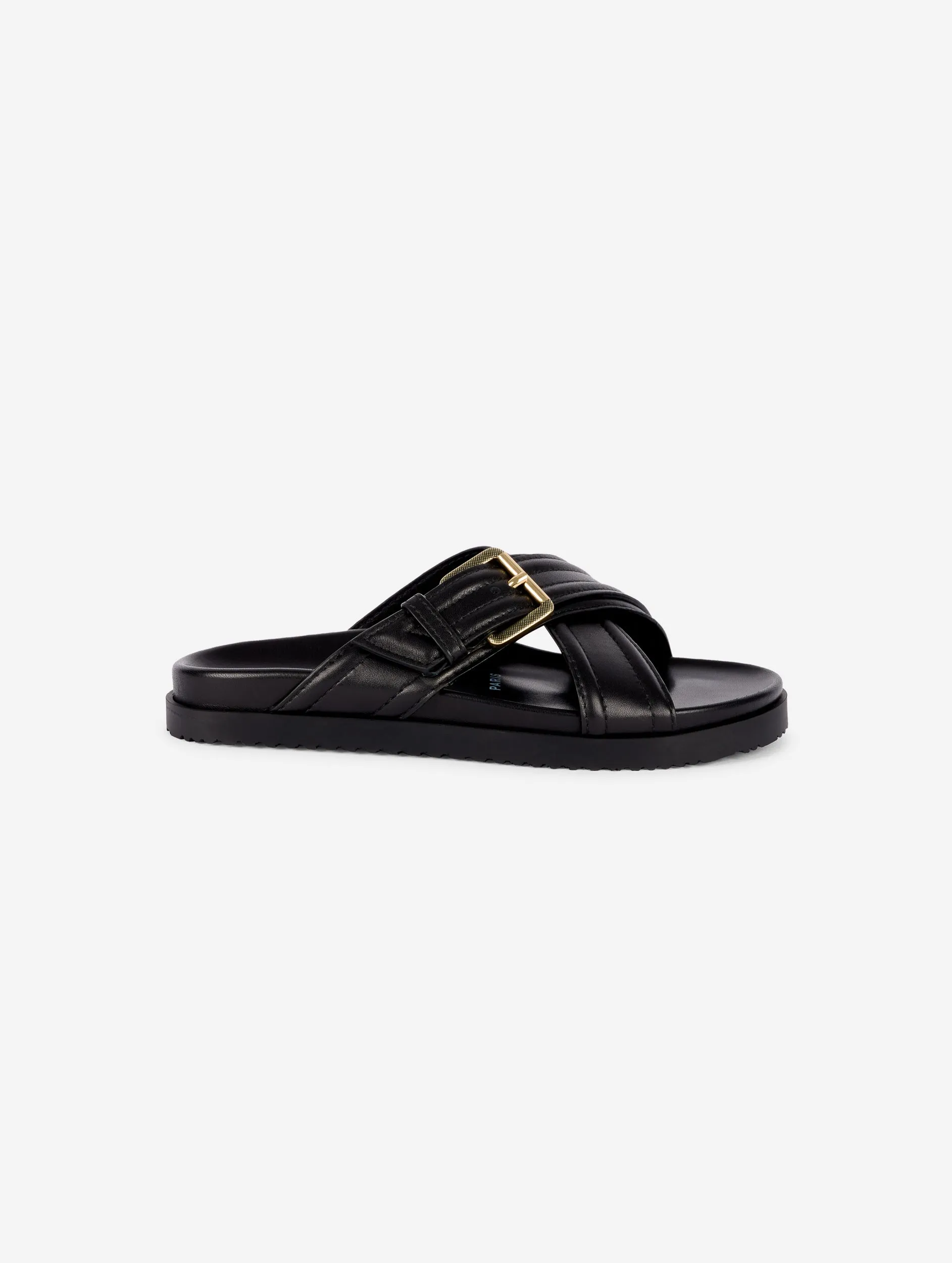 mules anatomiques en cuir noir