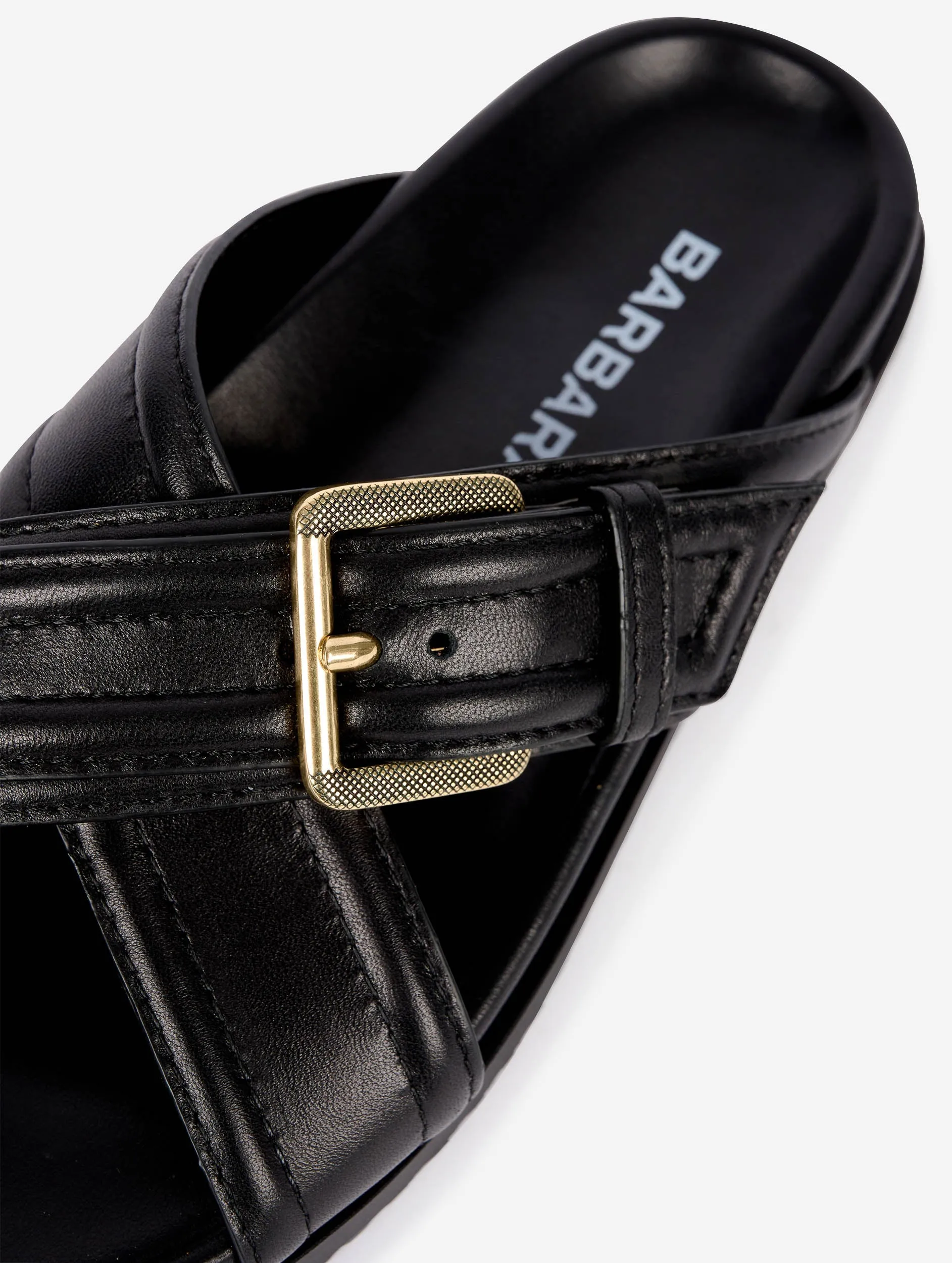 mules anatomiques en cuir noir