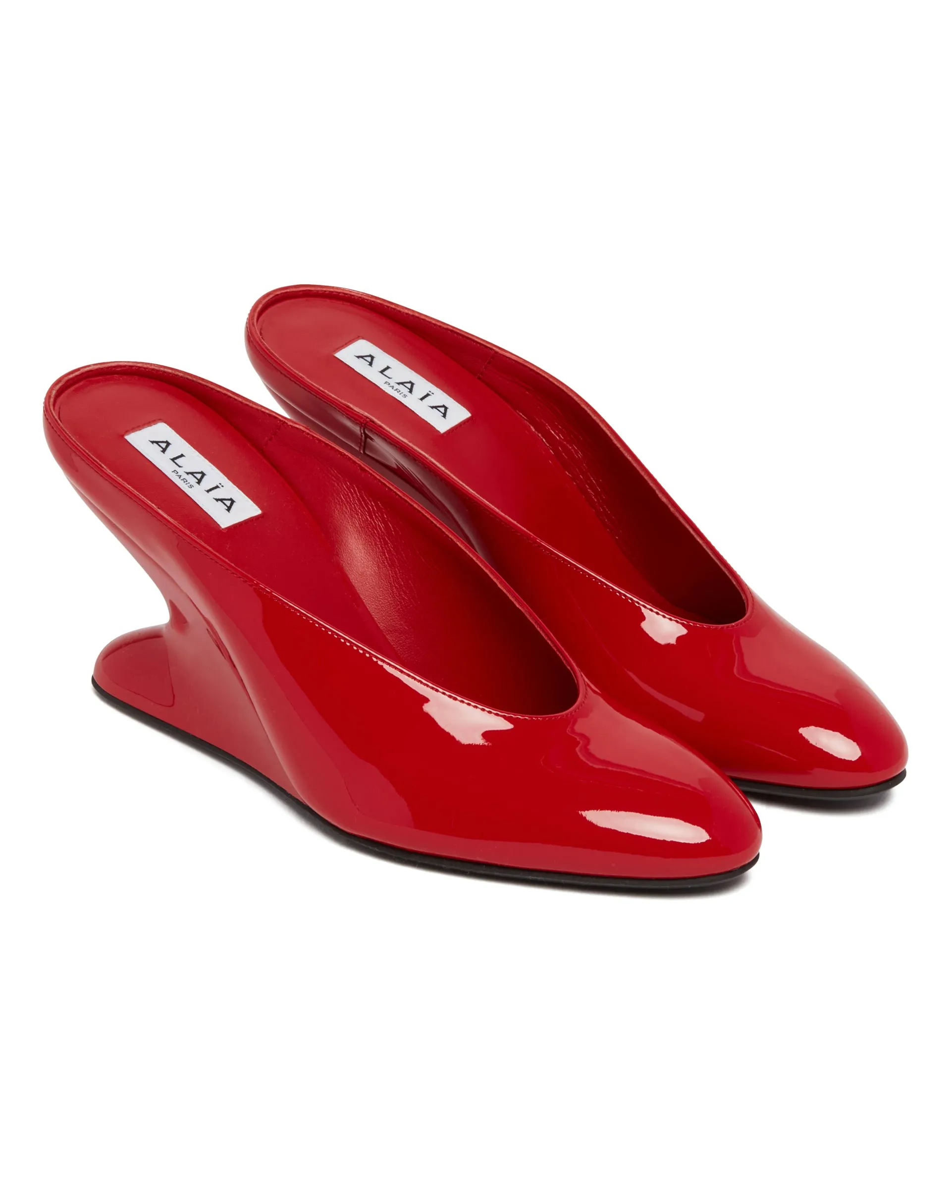 Mules Con Zeppa Curva Rosse