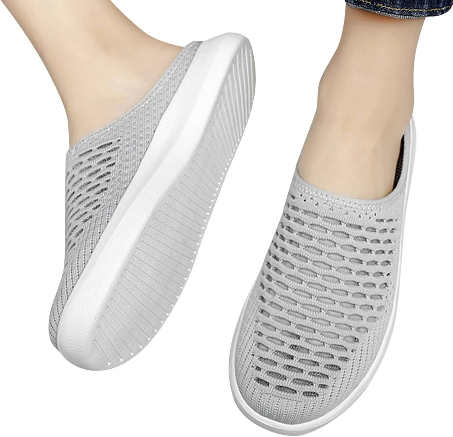 Mules for Women 2025 Slip on Mesh Mule Walking Sneakers Backless Diabetic Shoes Breathable Closed Toe Slides