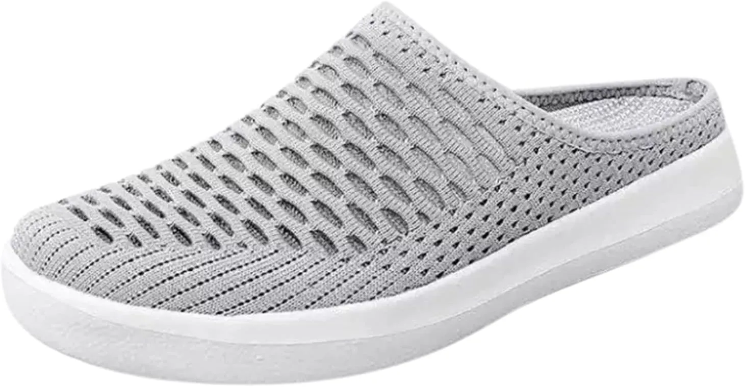 Mules for Women 2025 Slip on Mesh Mule Walking Sneakers Backless Diabetic Shoes Breathable Closed Toe Slides