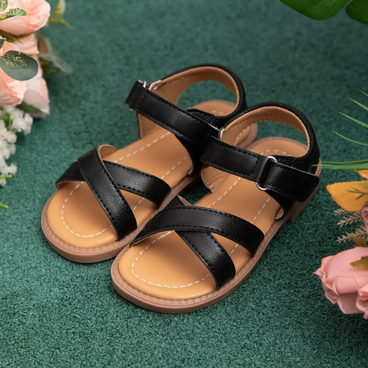 ohsofy Girls Sandals Closed Toe Flower Summer Outdoor Beach Dress Shoes (Toddler/Little Kid)