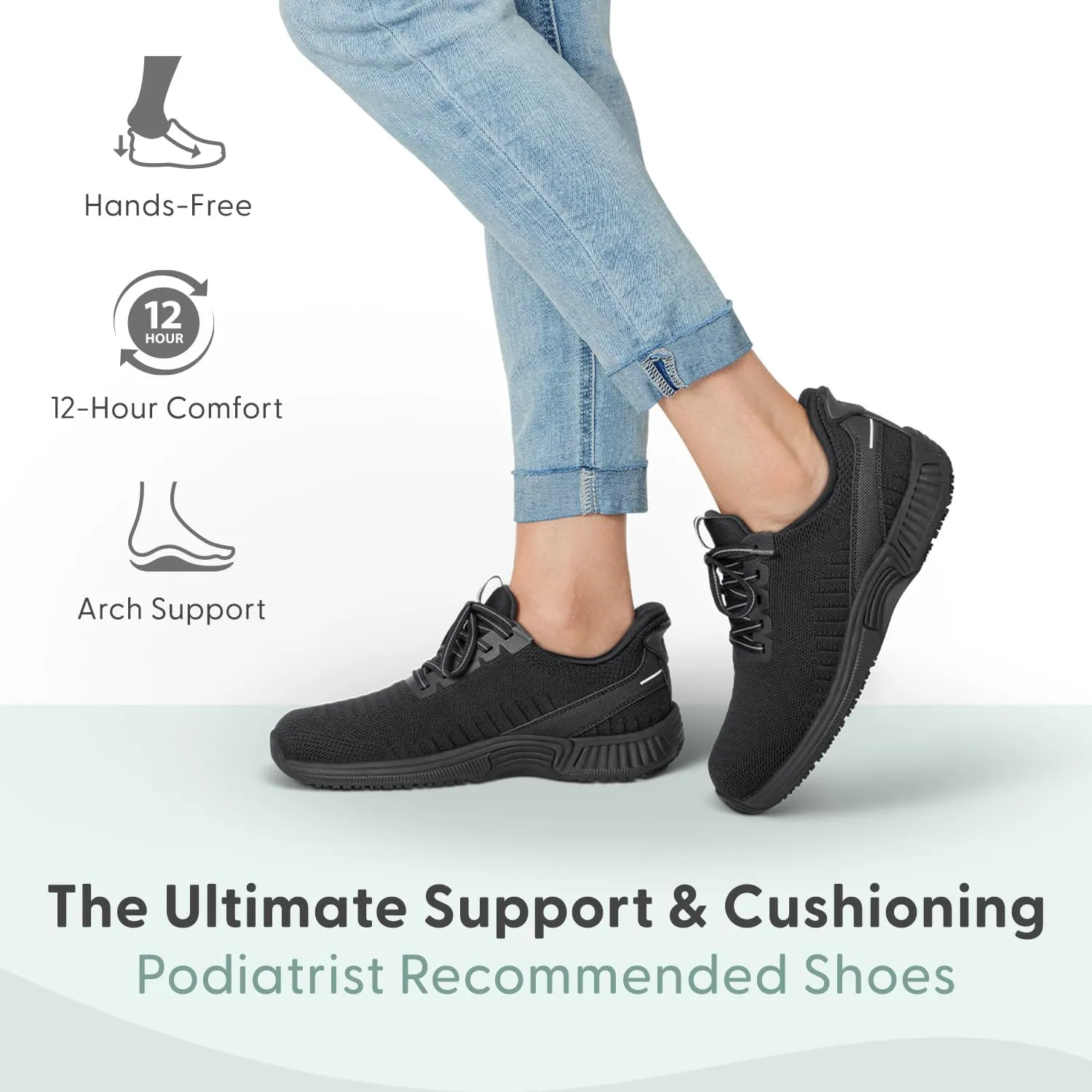 Orthofeet Women's Orthopedic Knit Kita Hands-Free Sneakers
