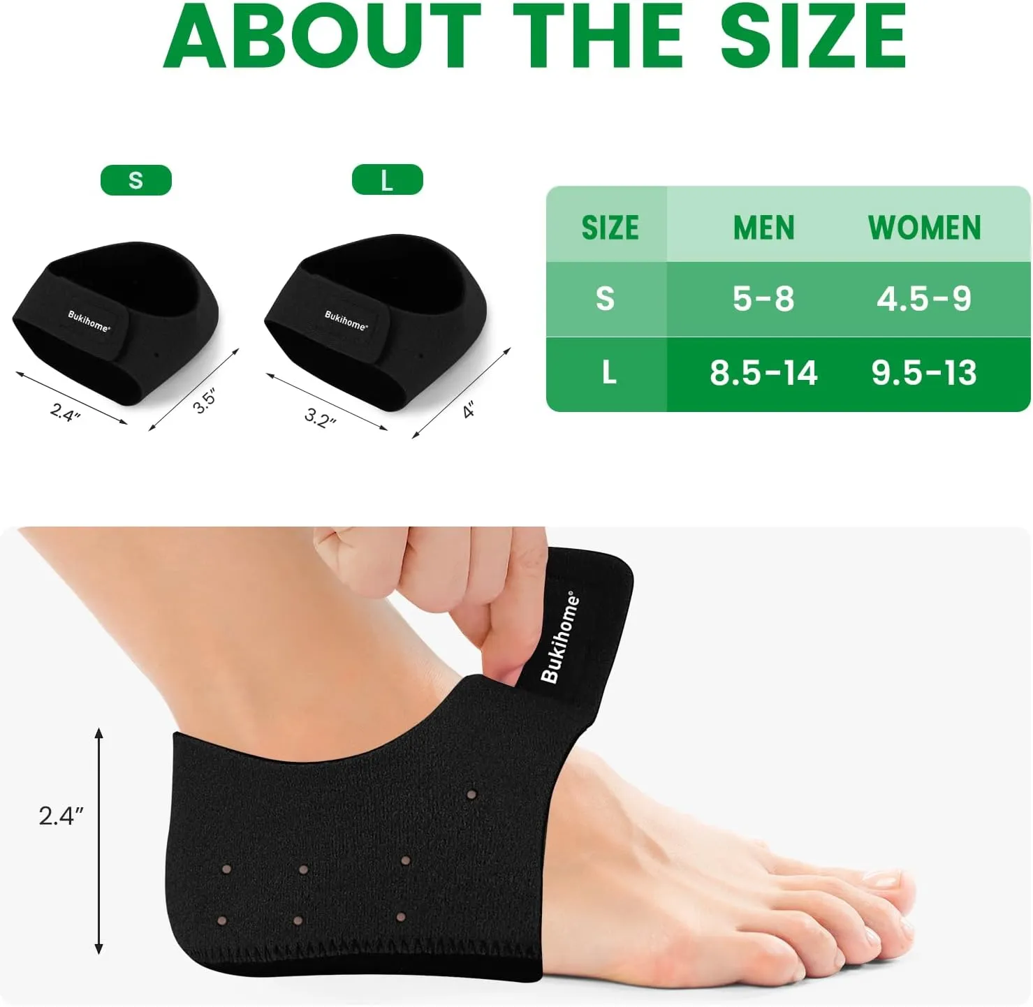 Plantar Fasciitis Gel Heel Protectors - Bukihome Heel Cups for Women Men Heels Spur Pain Relief - Heel Inserts Pads for Achilles Tendinitis Dry Cracked Heel Support Cushion,Men 5-8|Women 4.5-9, Black