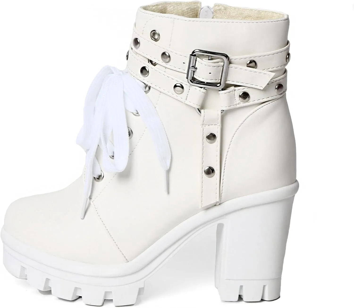 Platform Boots For Women Black Chunky Boot Goth Ankle Booties Bead Lace Lolita Dress Shoes With Zipper