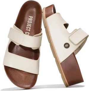 Project Cloud Genuine Leather Platform Sandals Women Footwear - Beach Summer Wedges with Comfortable Memory Foam Insole - Non Slip & Lightweight Wedge Sandals for Women 2025
