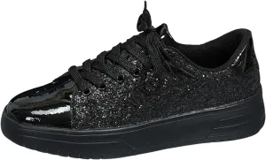 Rhinestone Sneakers for Women Women's Glitter Sneakers Shiny Sequin Tennis Rhinestone Bling Lace Up Shoes Fashion Sneakers