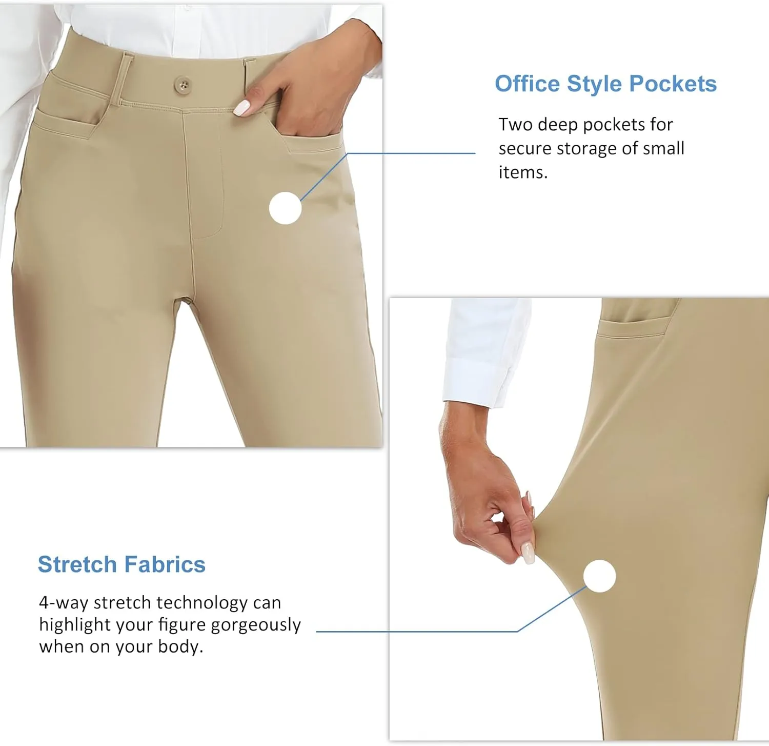RIMLESS 7 Women's Capri Pants Wrinkle Free Dressy Crop Pants Stretch Thin Golf Slacks Yoga Dress Pants