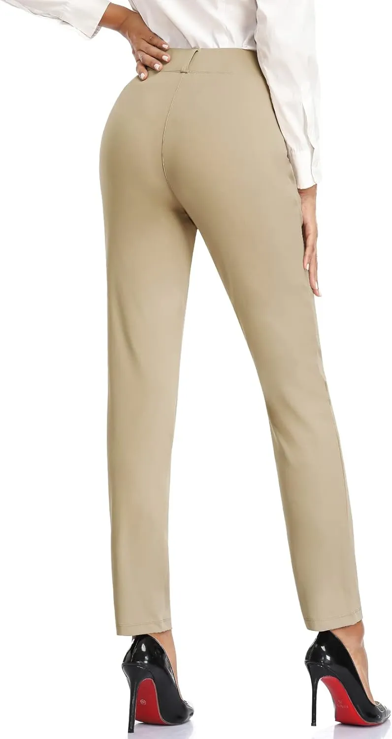 RIMLESS 7 Women's Capri Pants Wrinkle Free Dressy Crop Pants Stretch Thin Golf Slacks Yoga Dress Pants