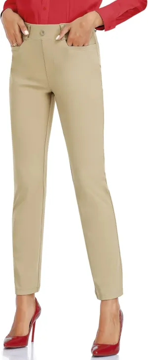 RIMLESS 7 Women's Capri Pants Wrinkle Free Dressy Crop Pants Stretch Thin Golf Slacks Yoga Dress Pants