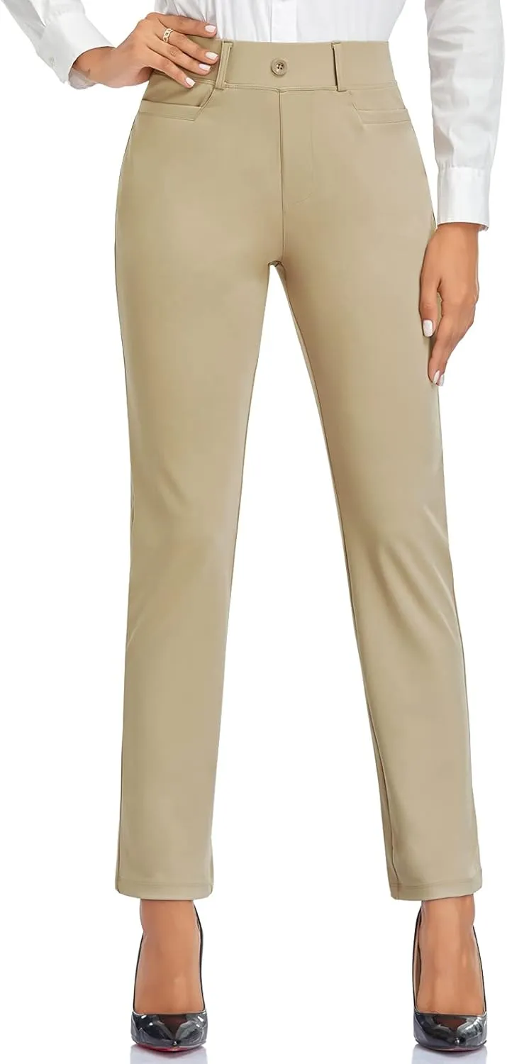 RIMLESS 7 Women's Capri Pants Wrinkle Free Dressy Crop Pants Stretch Thin Golf Slacks Yoga Dress Pants