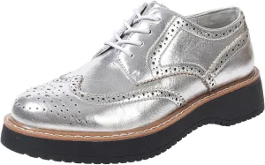 SACFOF Oxford Shoes for Women Round Toe Wingtips Brogues Lace up Platform Loafers Business Casual Office Dress Shoes