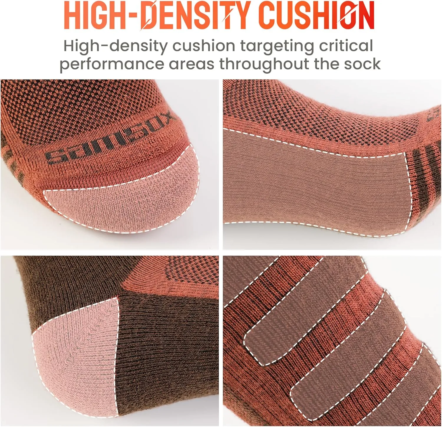 SAMSOX 2-Pair Merino Wool Ski Socks, Made in USA Over-the-Calf Skiing and Snowboarding Socks for Men & Women (Ashland)