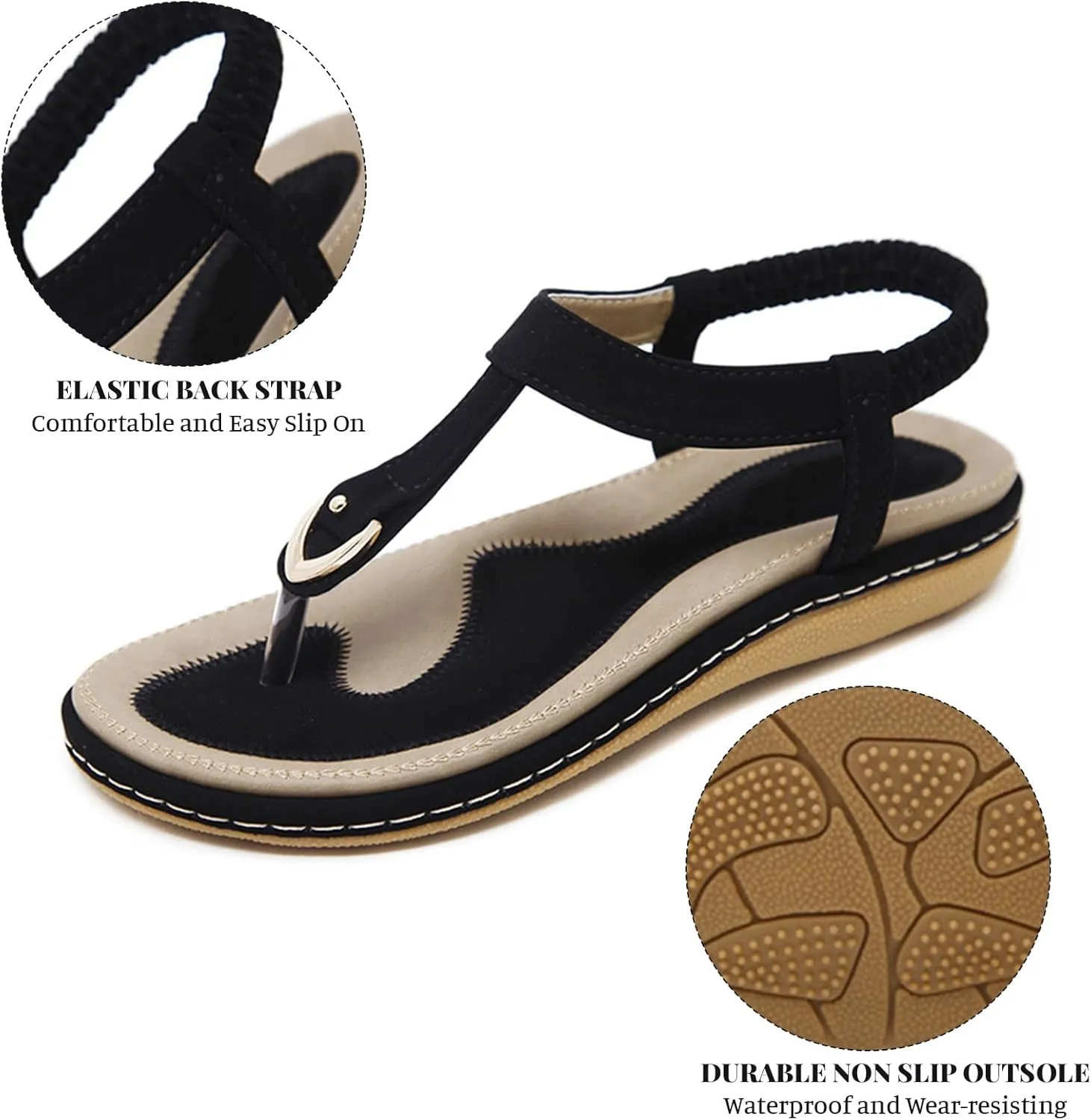 Sandals for Women Arch Support Open Toe Soft Beach Slip-On Wedge Platform with Twist Knot Bow Summer Non Slip Dressy Flat 2025 Bohemian T-Strap Low Heel Slipper Flip Flop Thong